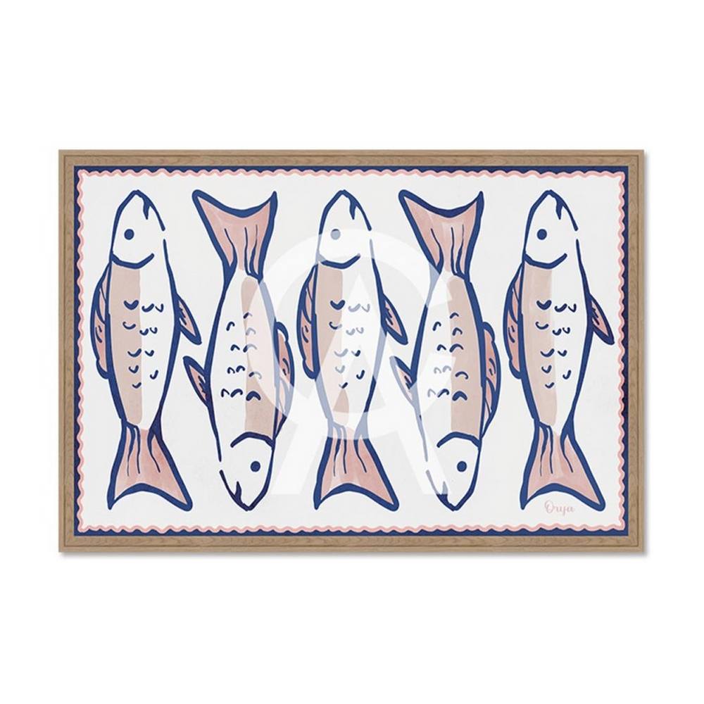 Tableau Poissons Fond Blanc Rose
