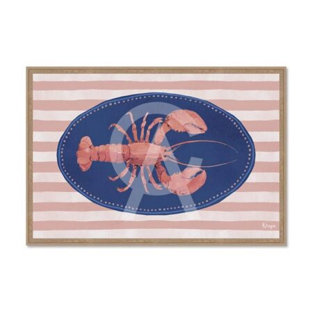 Tableau Rétro Homard Rayures Roses