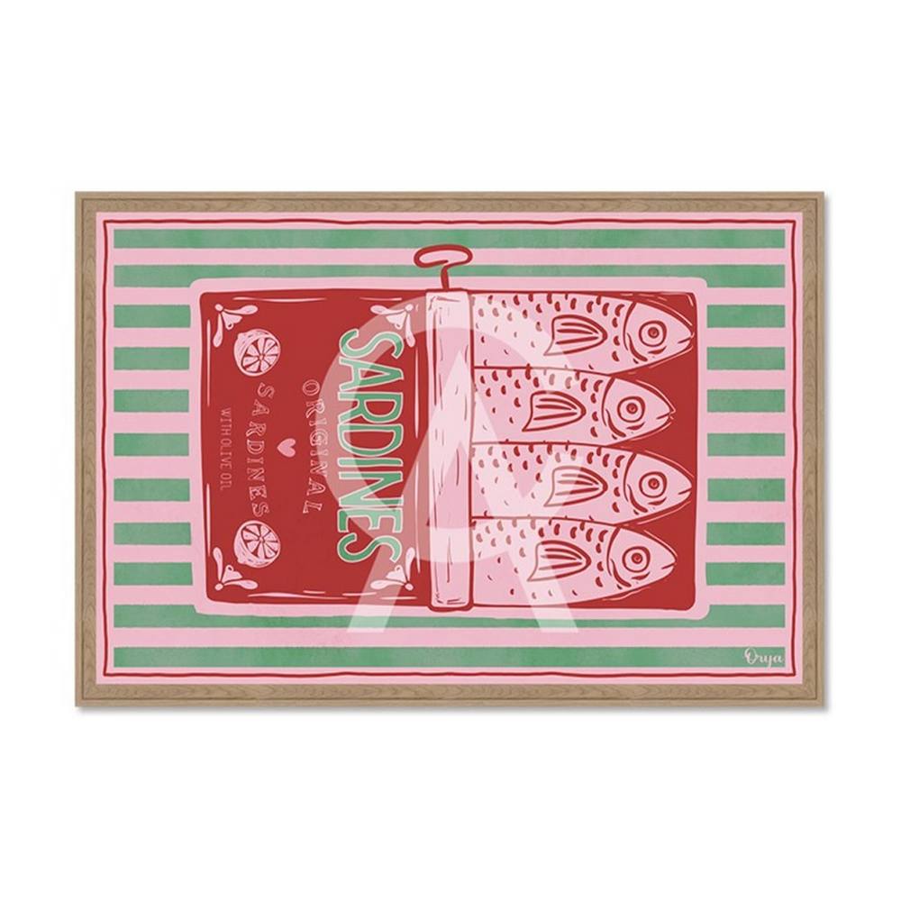 Tableau Sardines Rouges Rayures Vertes