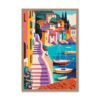 Tableau Village Multicolore Côte Italienne