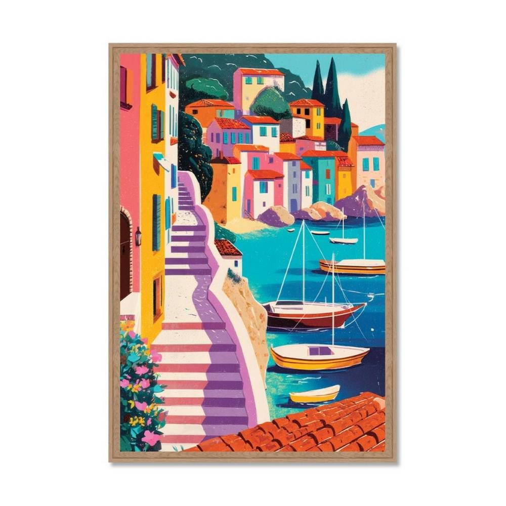 Tableau Village Multicolore Côte Italienne