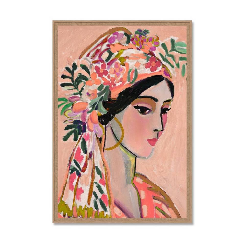 Tableau Visage Stylisée Femme Foulard