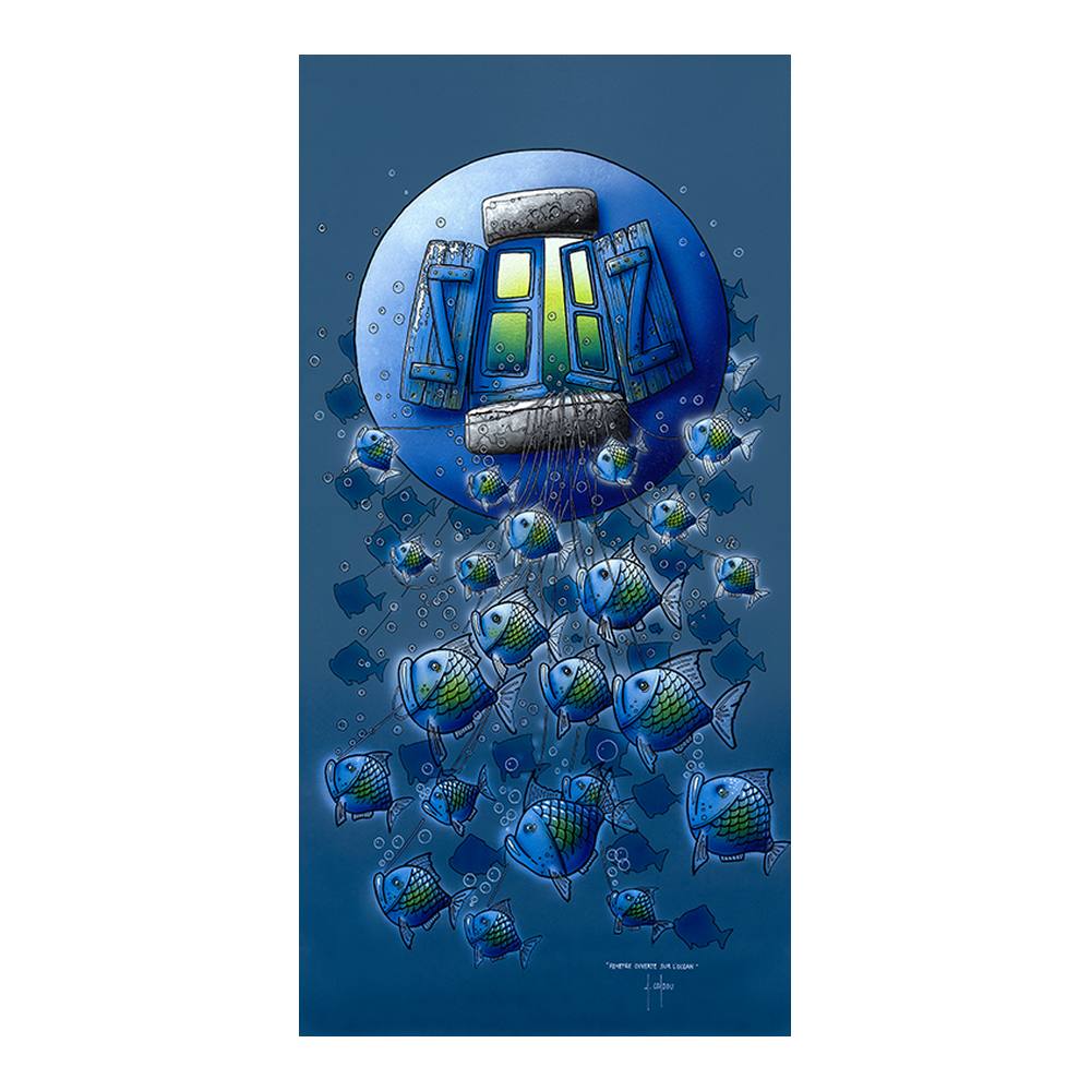 affiche seule fenetre ouverte sur l'océan