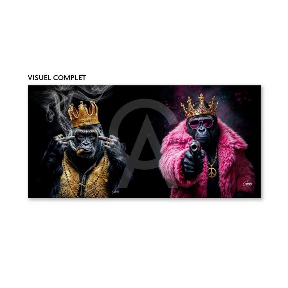 baril_kong_granger_gorille_decoration_funky_pop_rose_couleur_gun_couronne_fourrure_collier_dore_or_76.017 Baril Décoratif Kong Granger