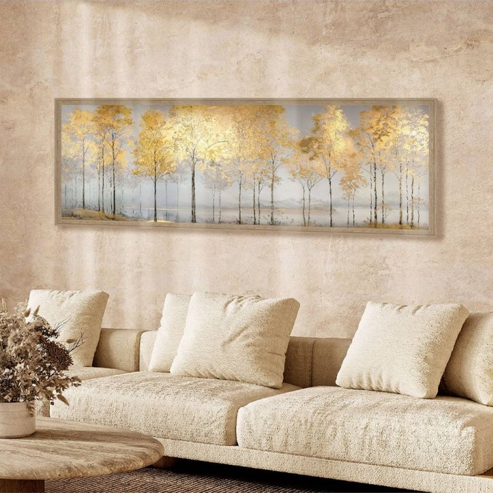 Décoration Salon Élégant Arbres Dorés