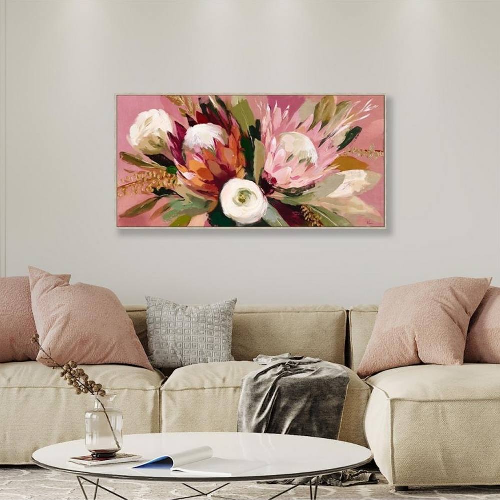 Décoration Salon Rose Toile Encadrée