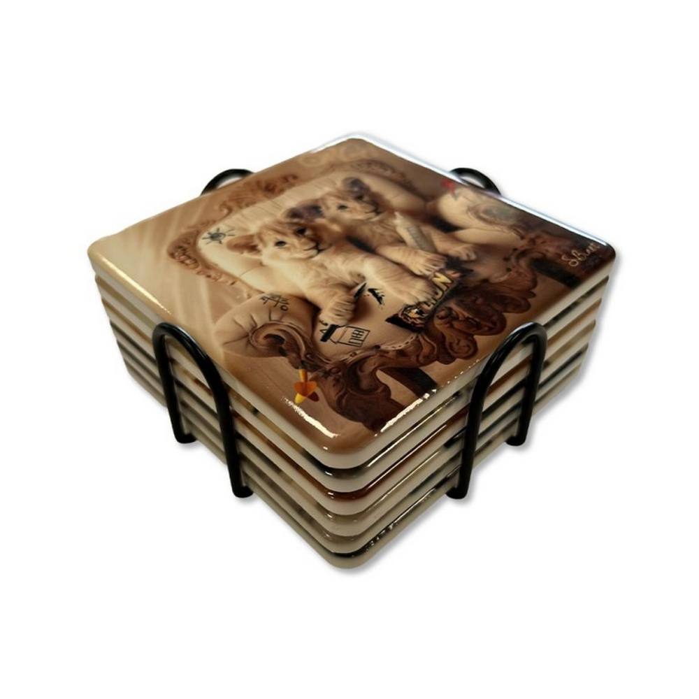 Lot de 6 sous verres binet collection animaux