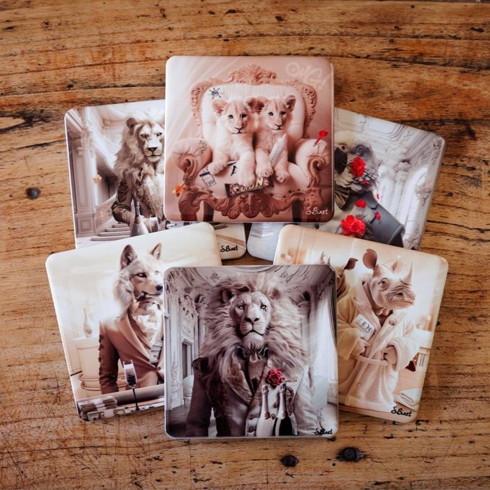 Lot de 6 sous verres binet collection animaux