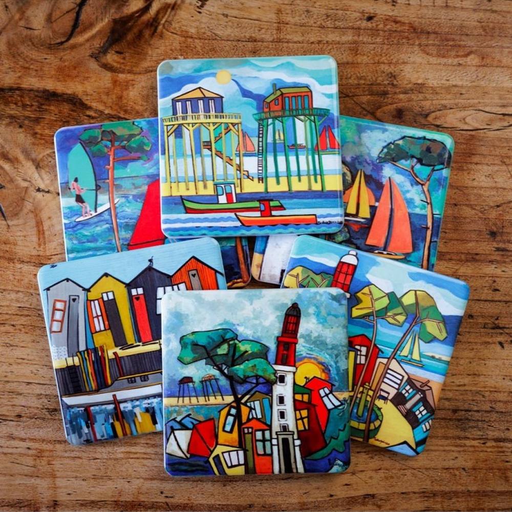 lot_de_6_sous_verres_martine_gonnin_collection_pinasses_voiles_contis_peche_tchanquees_village_herbe_09.003 Sous-Verres Pinasses Martine Gonnin