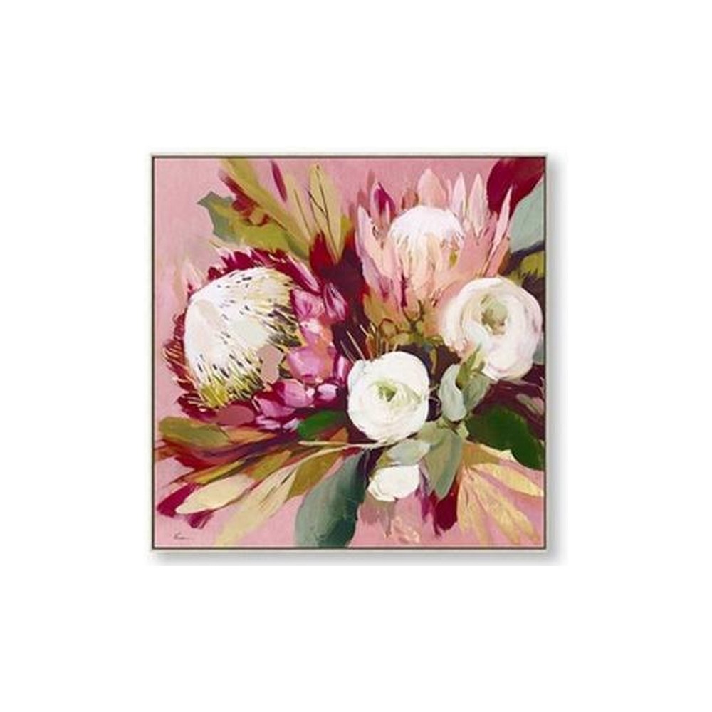 Petite Toile Encadrée Bouquet Fleurs Roses