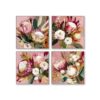 Set de 4 Petites Toiles Bouquets Roses