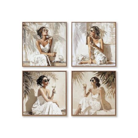 Set de 4 Petites Toiles Femmes Bohème