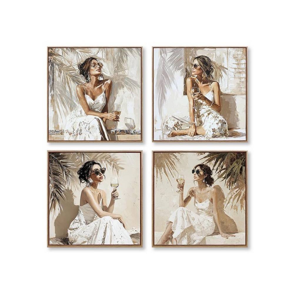 Set de 4 Petites Toiles Femmes Bohème