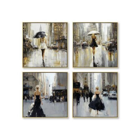 Set de 4 Petites Toiles Femmes Élégantes
