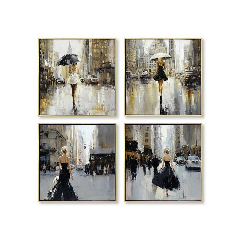 Set de 4 Petites Toiles Femmes Élégantes