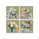 Set de 4 Petites Toiles Fleurs Vertes