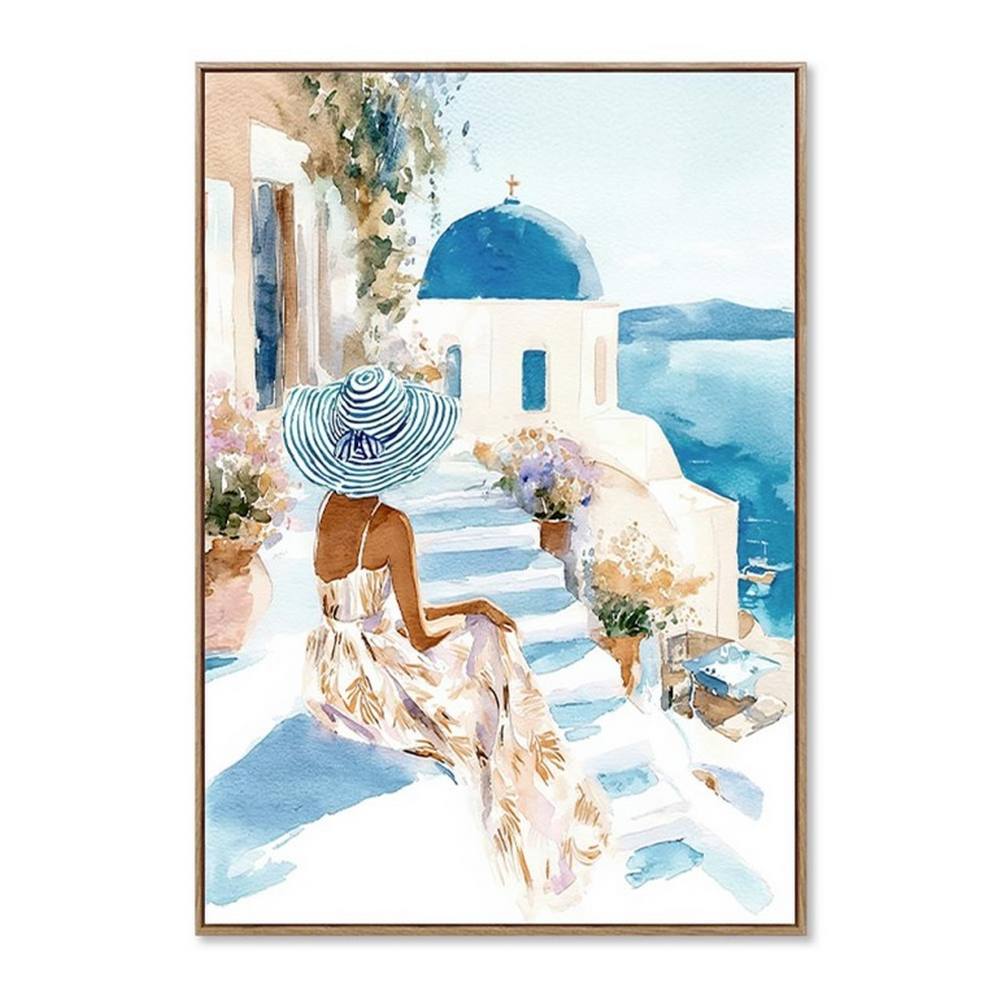 Toile Encadrée Femme Ile Grecque