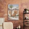 Toile décorative désert bâtiments palmiers
