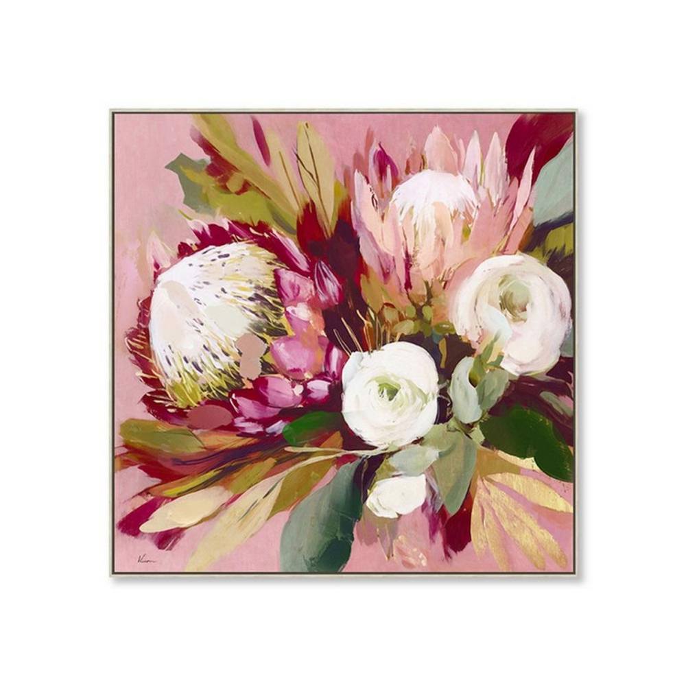 Toile Encadrée Bouquet Fleurs Roses