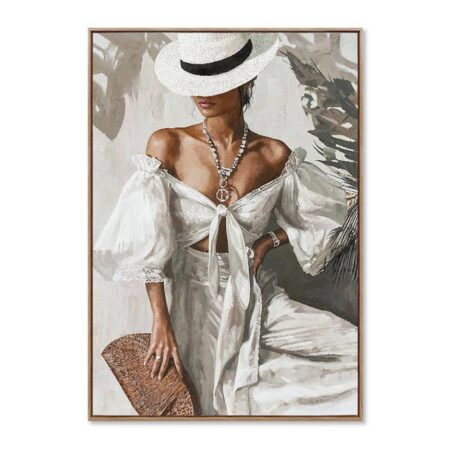 Toile Femme Assise Tenue Blanche