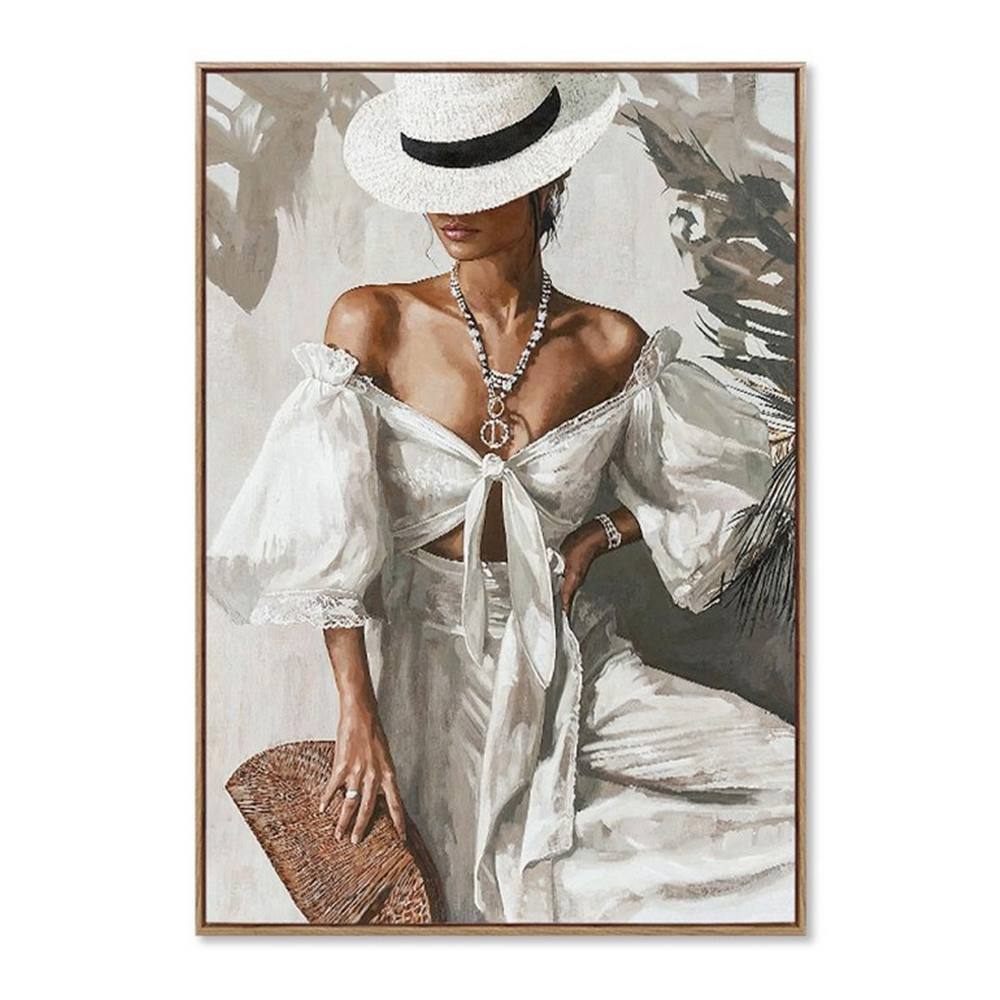 Toile Femme Assise Tenue Blanche
