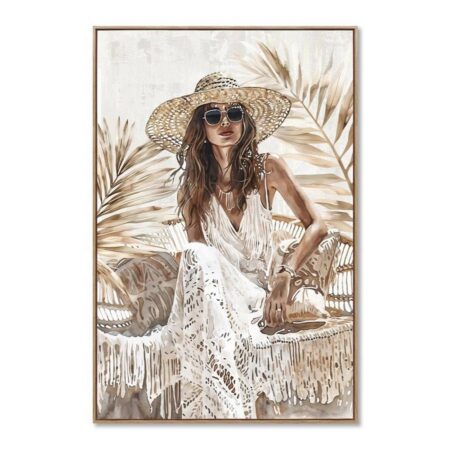 Toile Femme Robe Bohème Chic Encadrée