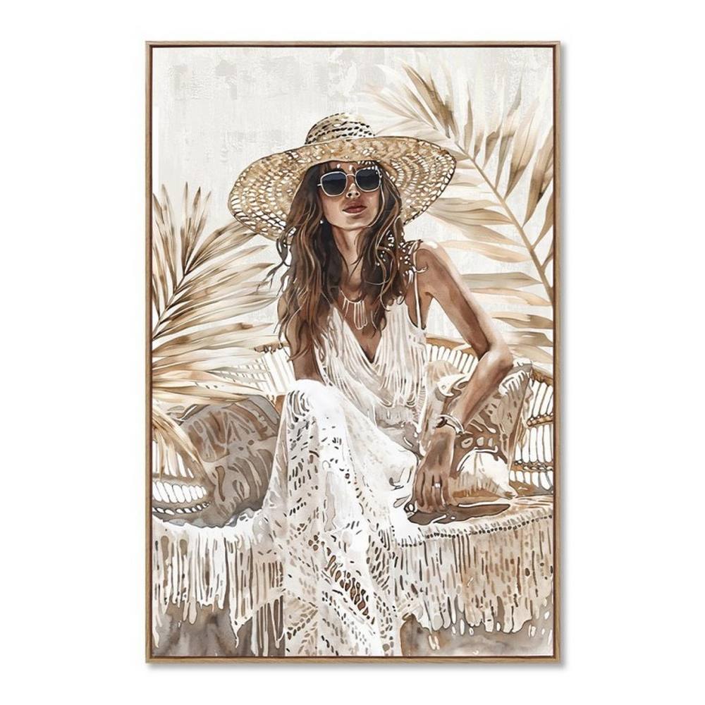 Toile Femme Robe Bohème Chic Encadrée