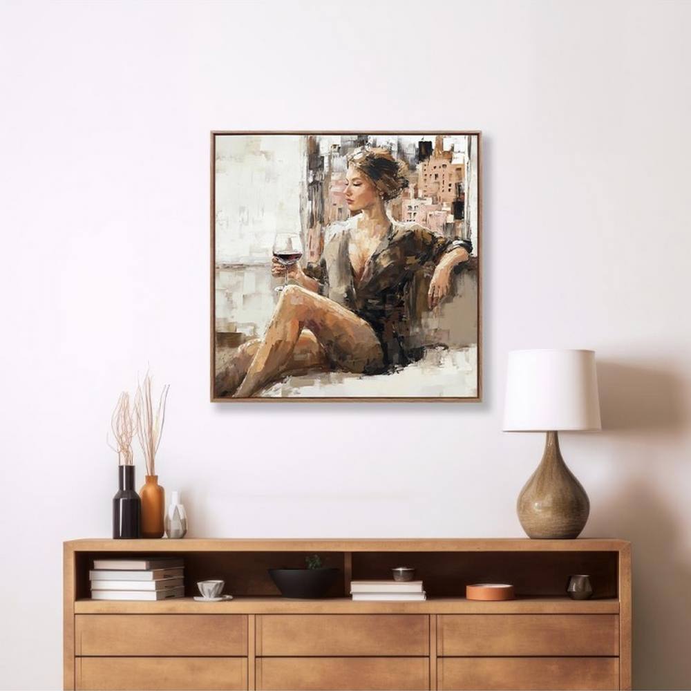 toile encadrée femme détente déco salon