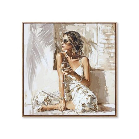 Toile Encadrée Femme Verre de Vin