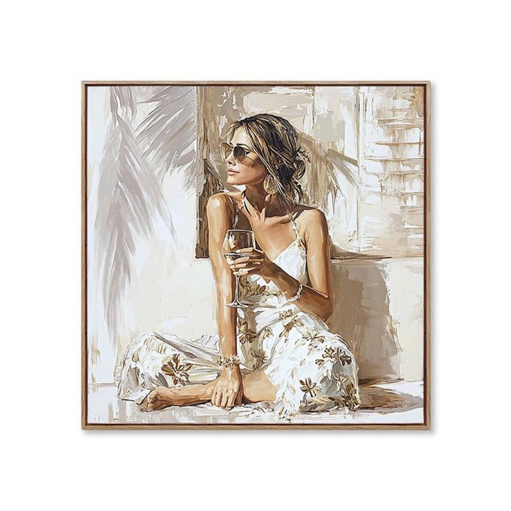 Toile Encadrée Femme Verre de Vin