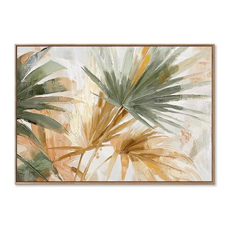 Toile Encadrée Feuilles Palmier Vert