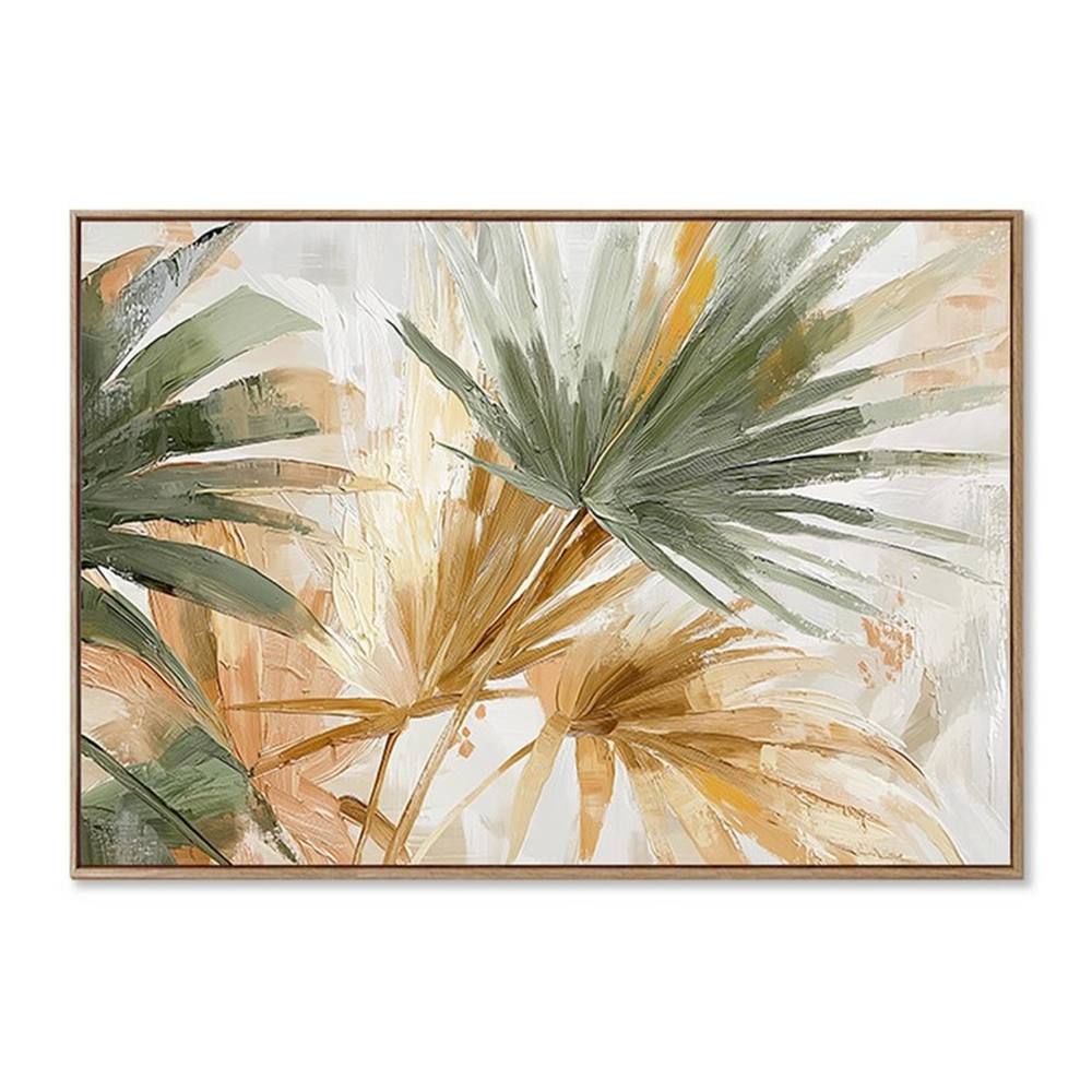Toile Encadrée Feuilles Palmier Vert