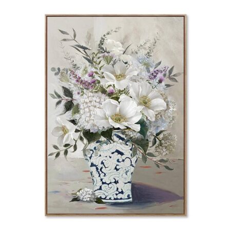 Toile Encadrée Vase Céramique Bleu Blanc