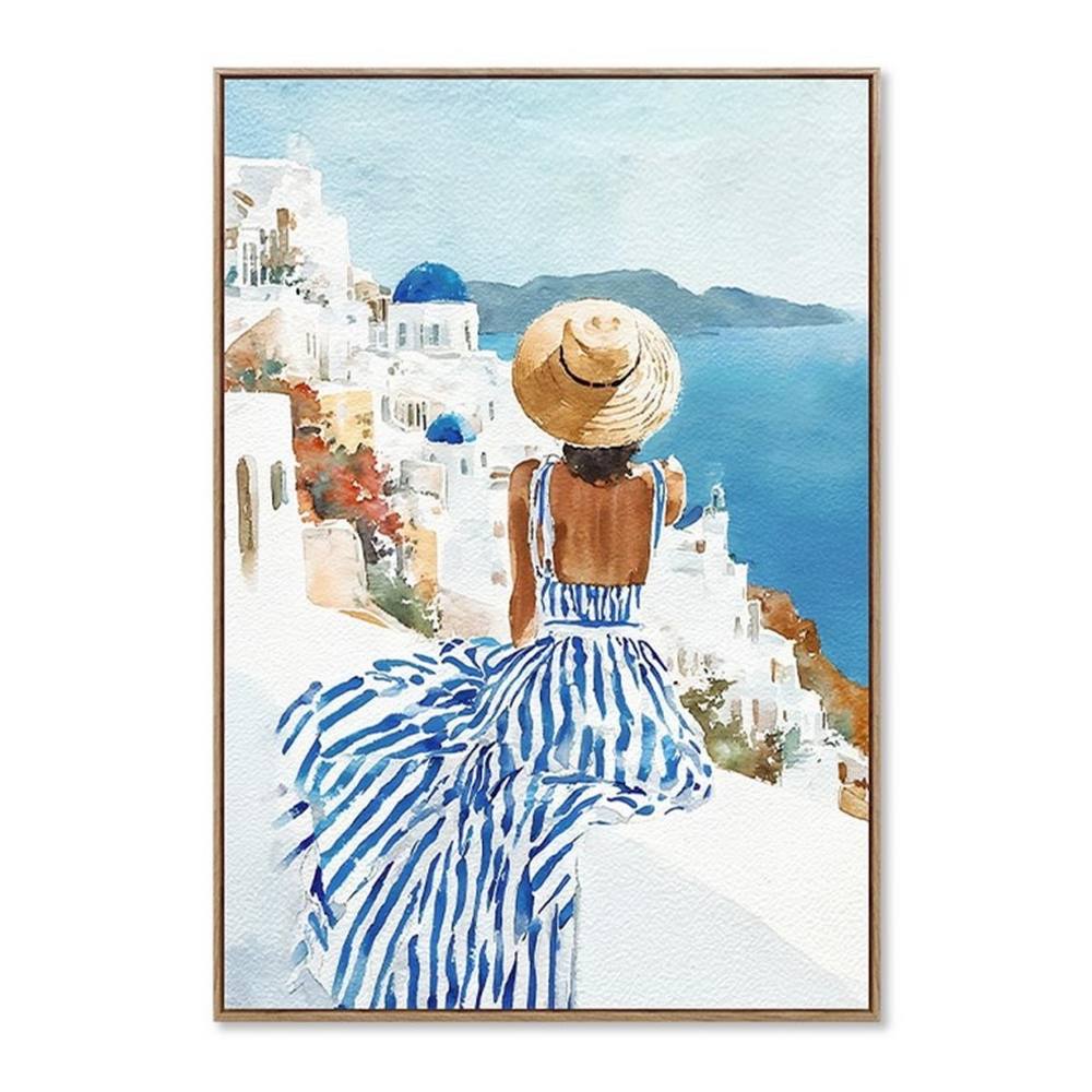 Toile Déco Femme Assise Santorin