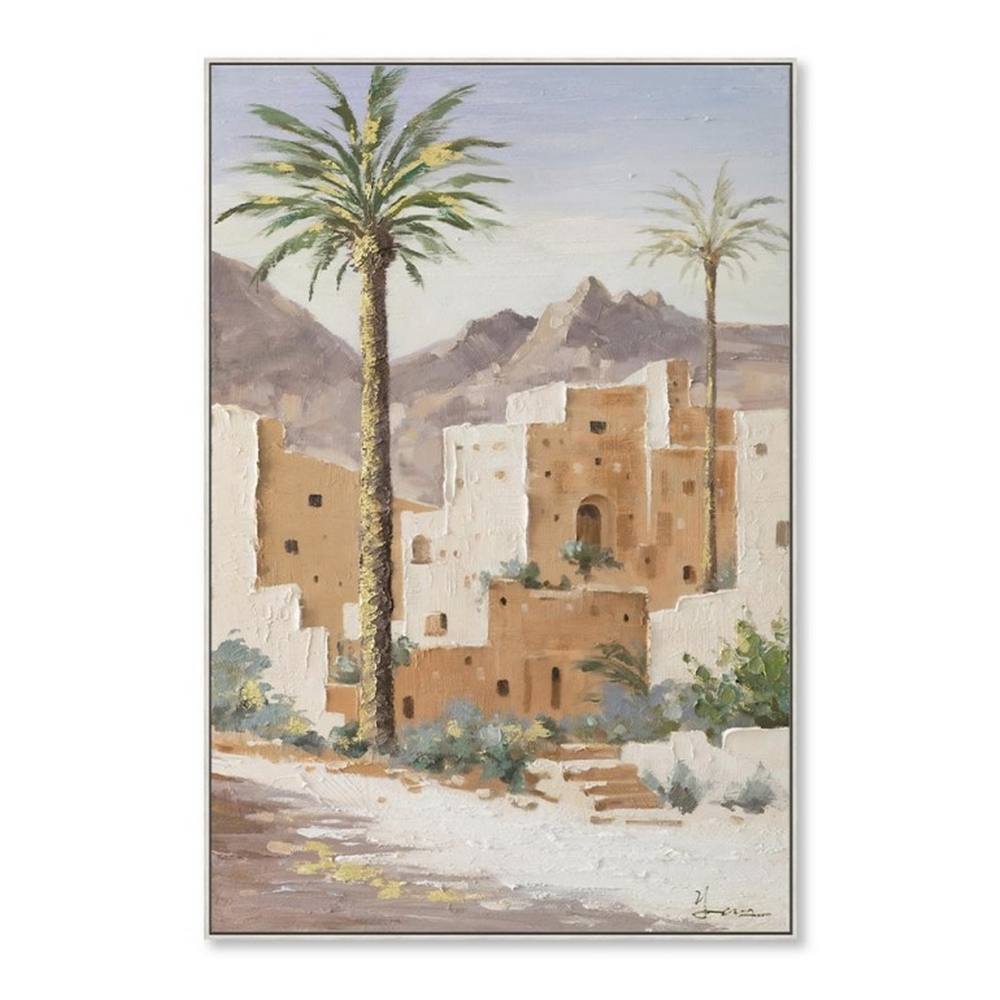 Toile Maisons et Palmiers Désert