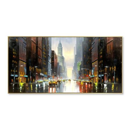 Toile Pano Contemporaine Ville Encadrée