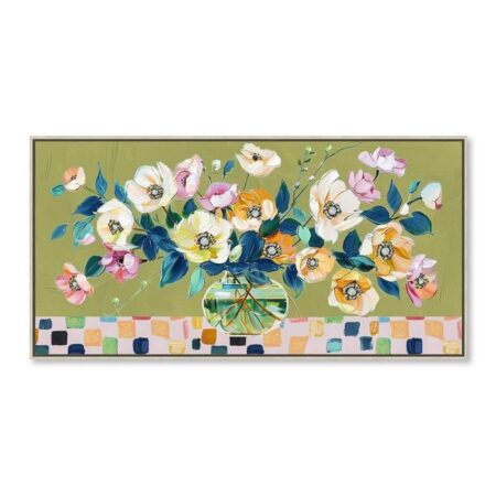 Toile Pano Encadrée Fleurs Table Multicolore