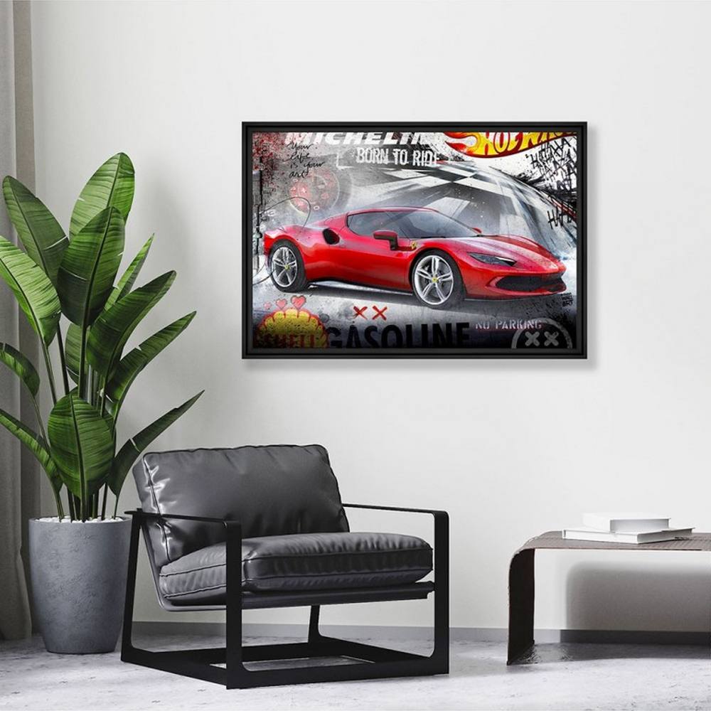 deco_chambre_adolescent_rubix_296_gtb_garage_voiture_sport_course_rouge 296 GTB Garage