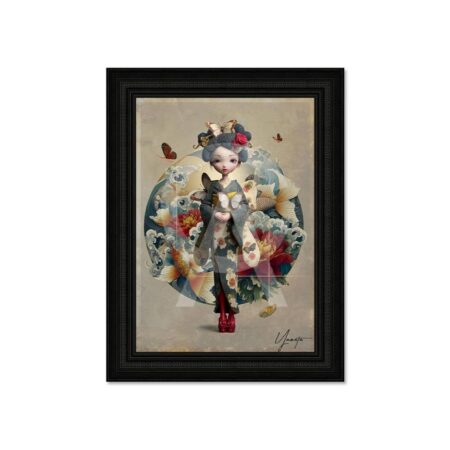 Cadre Femme Vagues et Poisson