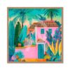 Cadre Maison Rose Palmiers Orya