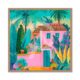 Cadre Maison Rose Palmiers Orya
