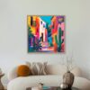 cadre_ruelle_colore_multicolore_deco_mediterraneenne_carre_orya_caf_26171 Cadre Ruelle Multicolore Orya