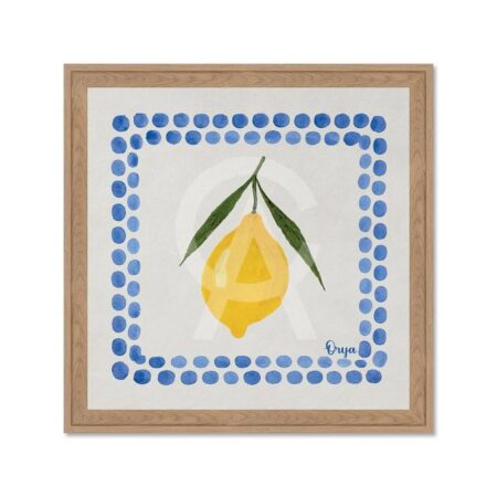 Tableau Citron Jaune Points Bleues