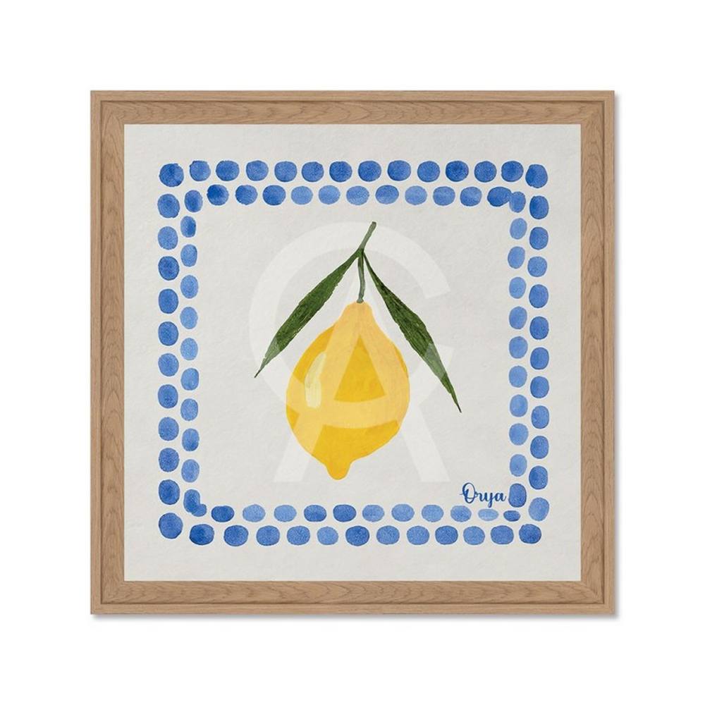 Tableau Citron Jaune Points Bleues