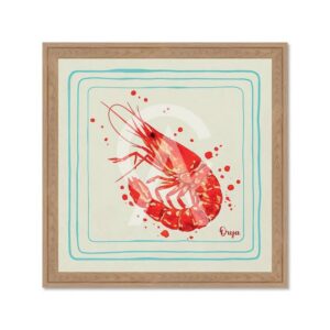 Tableau Crevette Rouge Déco Estivale
