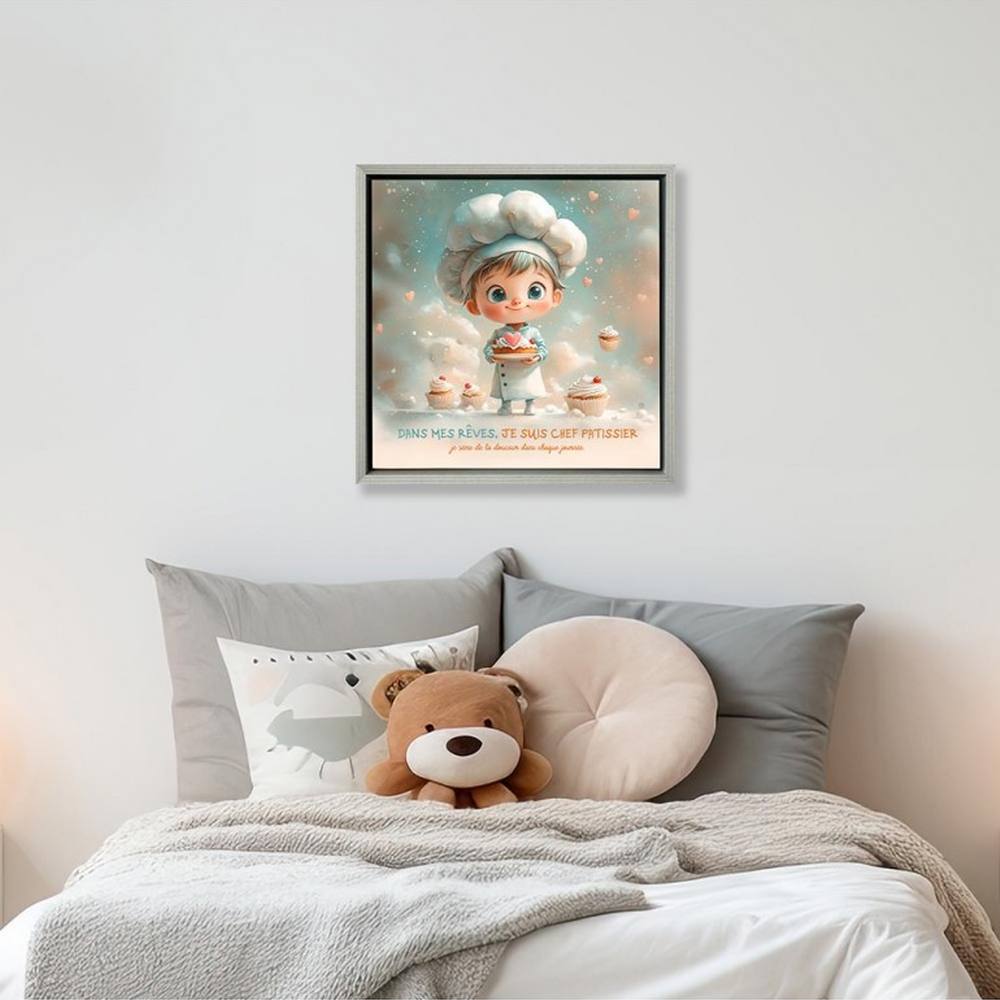 tableau_enfant_garcon_toile_encadree_metier_patissier_decoration_douceur_reves tableau enfant garçon toile encadrée