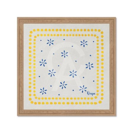 Tableau Fleurs Bleues Points Jaunes