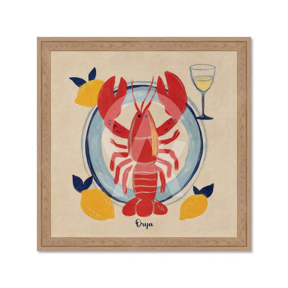 Tableau Homard Rouge Assiette Bleue