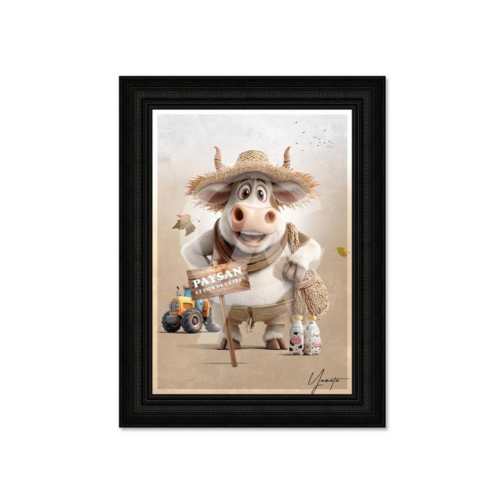 Tableau Vache Paysans Yamata