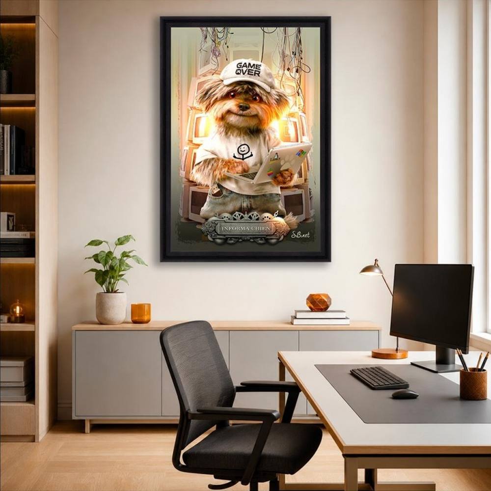 cadre_sylvain_binet_informati_chien_decoration_originale_informaticien_informatique Informati-Chien